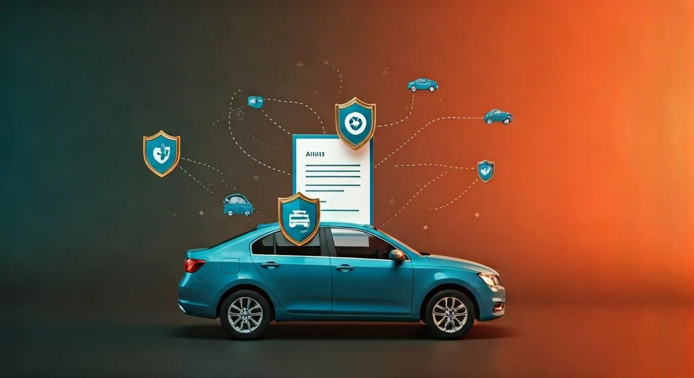 Illustration of different auto insurance coverage types including liability, collision, and comprehensive